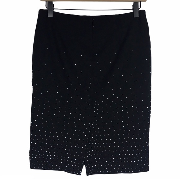 WHITE HOUSE BLACK MARKET Skirt Pencil Studs Ponte Minimalist Metallic Size 0 - Picture 3 of 10
